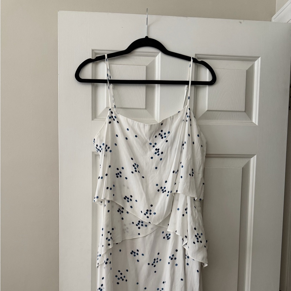 fab'rik White Dress with Navy Polka Dots